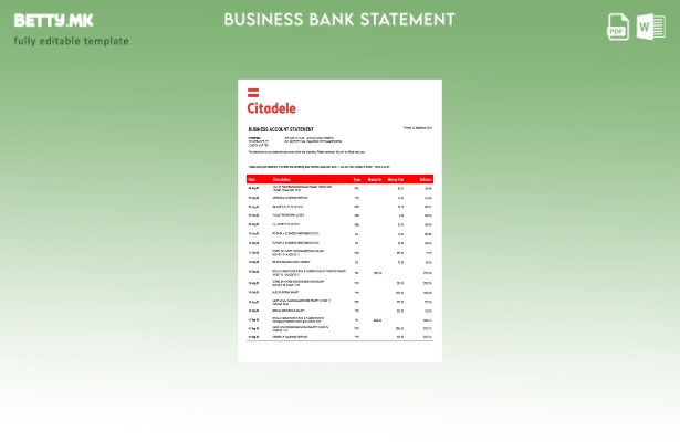 модерен стил Citadele Извод на претпријатие за сметка Шаблон Word и PDF шаблон (